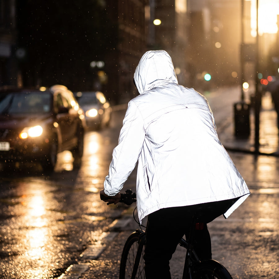 Men's Reflective Rain Jacket Waterproof Windproof Hooded Cycling Shell, product photo 3