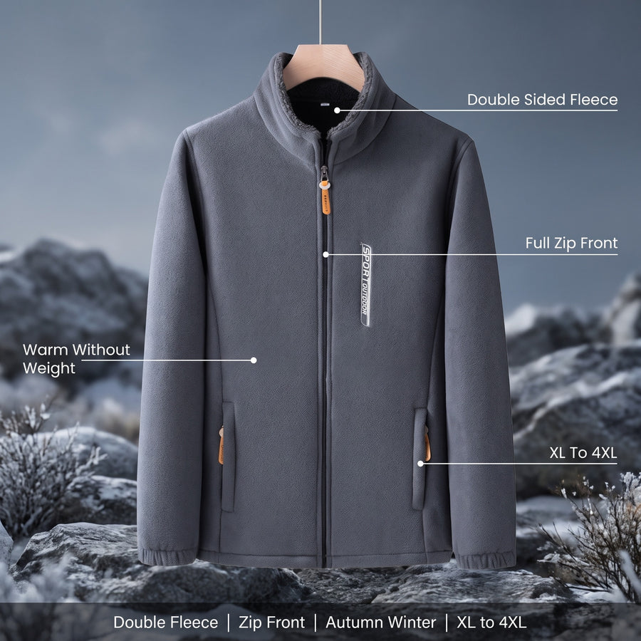 Men’s Reversible Fleece Jacket Double Sided Warm Autumn Winter, product photo 2