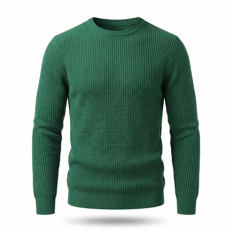 Men's Ribbed Knit Shirt Crew Neck Long Sleeve Stretch Casual Top, product photo 8