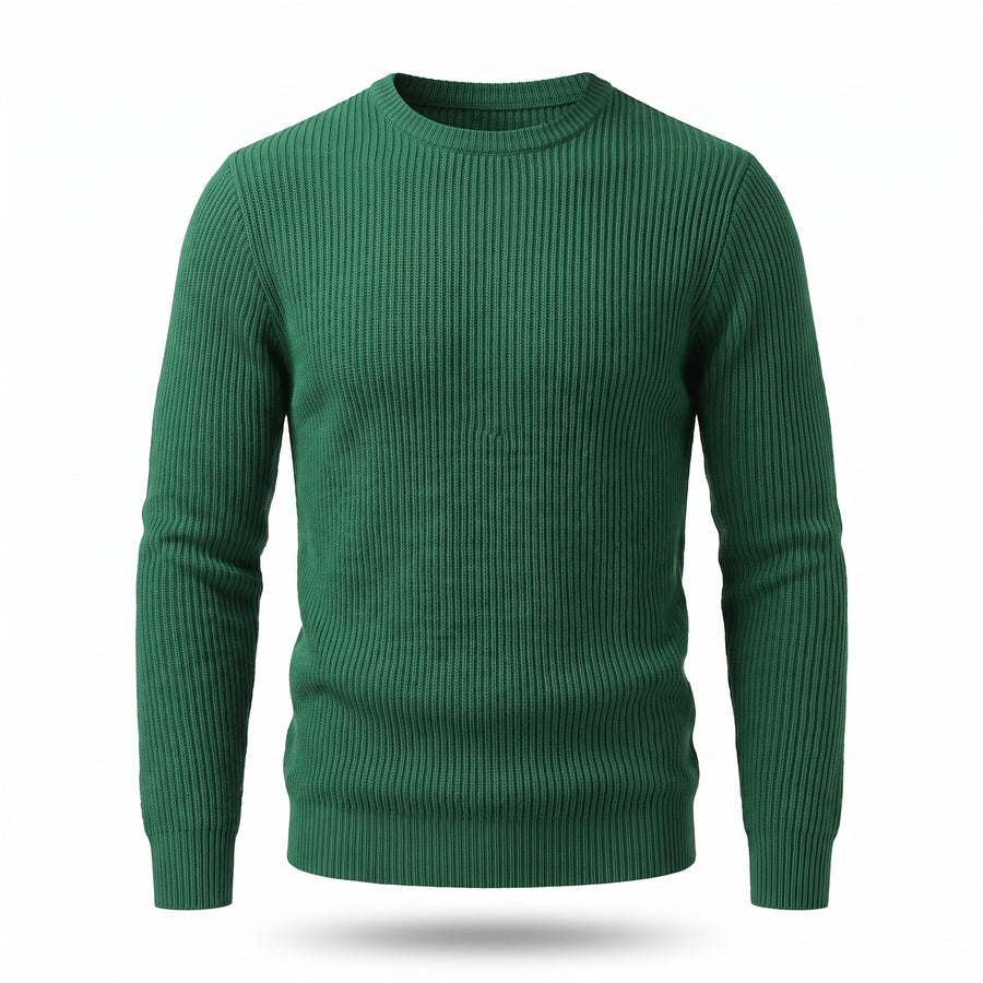 Men's Ribbed Knit Shirt Crew Neck Long Sleeve Stretch Casual Top, product photo 8