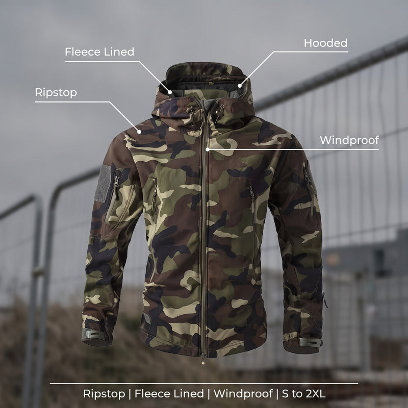 Men's Ripstop Softshell Winter Jacket Fleece Lined Hooded Work, product photo 2