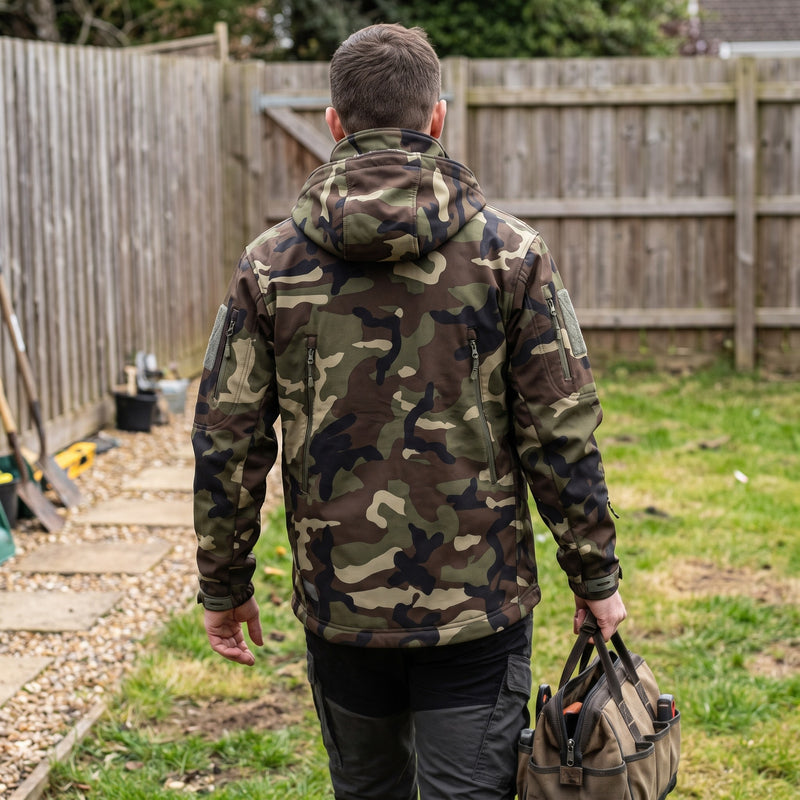 Men's Ripstop Softshell Winter Jacket Fleece Lined Hooded Work, product photo 5