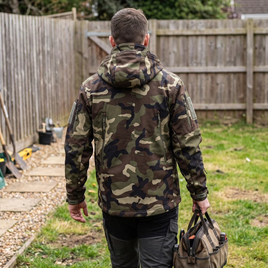 Men's Ripstop Softshell Winter Jacket Fleece Lined Hooded Work, product photo 5