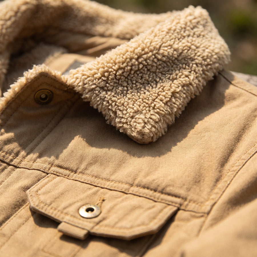 Men’s Sherpa Lined Trucker Jacket Cotton Wool Button Cuffs, product photo 4