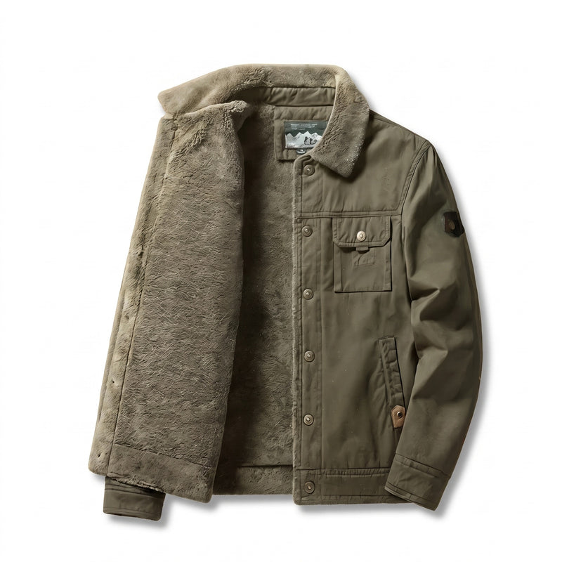 Men’s Sherpa Lined Trucker Jacket Cotton Wool Button Cuffs, product photo 6