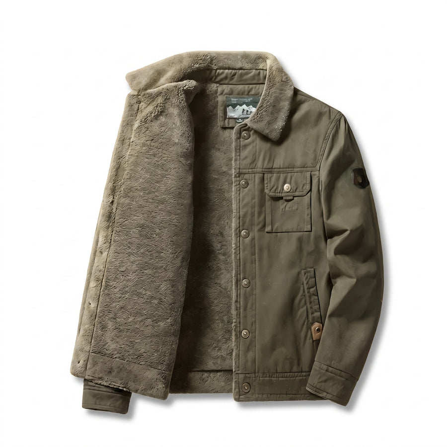 Men’s Sherpa Lined Trucker Jacket Cotton Wool Button Cuffs, product photo 6