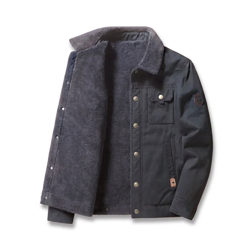 Men’s Sherpa Lined Trucker Jacket Cotton Wool Button Cuffs, product photo 7