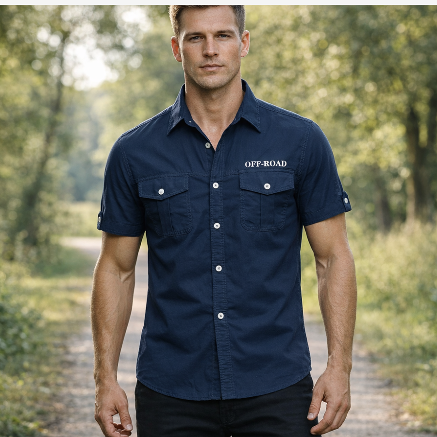 Men's Short Sleeve Cotton Hiking Shirt with Chest Pockets – product view 2 | Great Lakes Outdoor