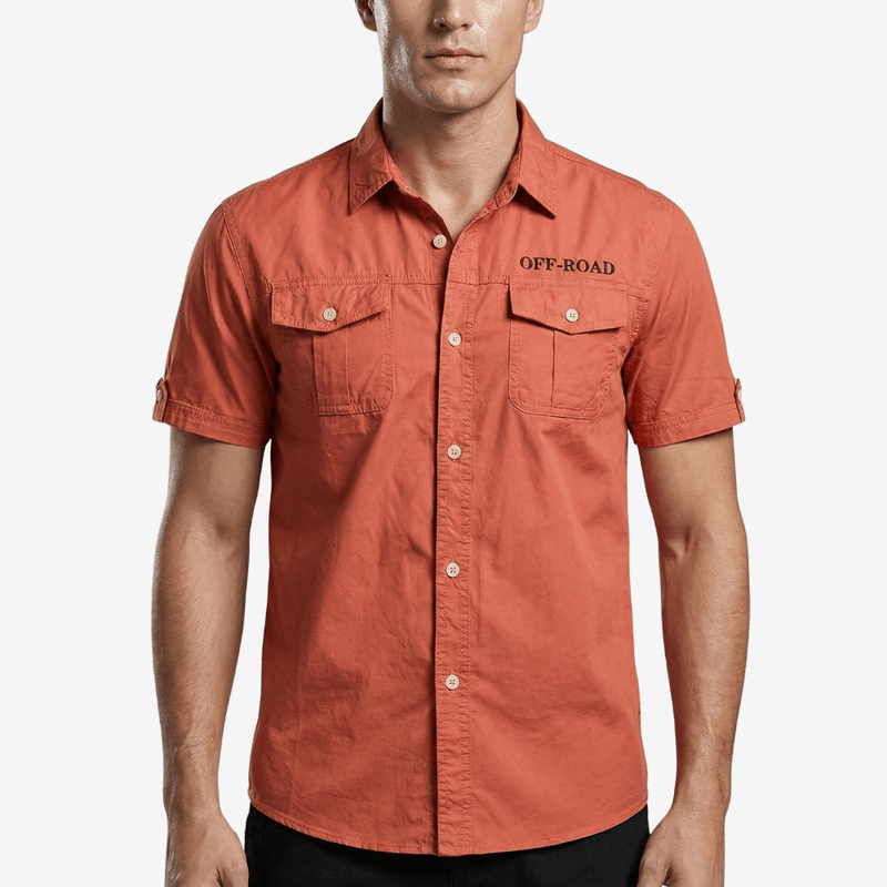 Men's Short Sleeve Cotton Hiking Shirt with Chest Pockets – product view 9 | Great Lakes Outdoor