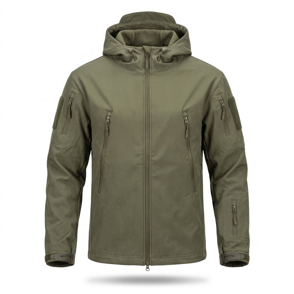 Men's Softshell Jacket Fleece Backed Hooded Zip Pockets Warm
