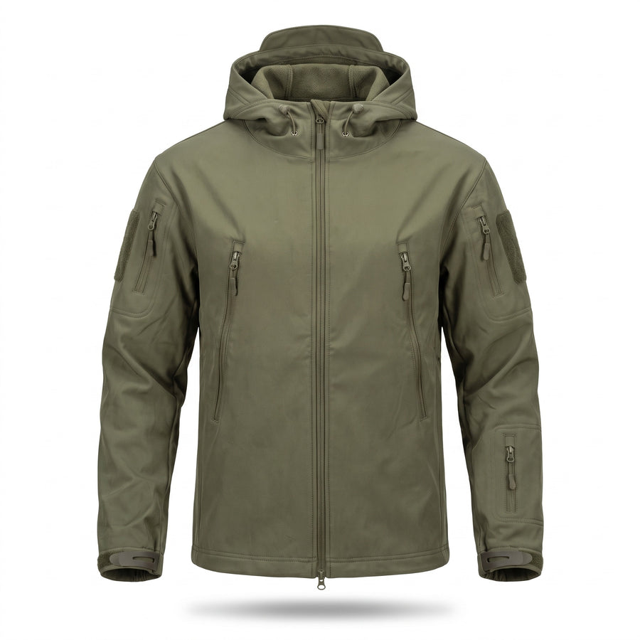 Men's Softshell Jacket Fleece Backed Hooded Zip Pockets Warm, product photo 1