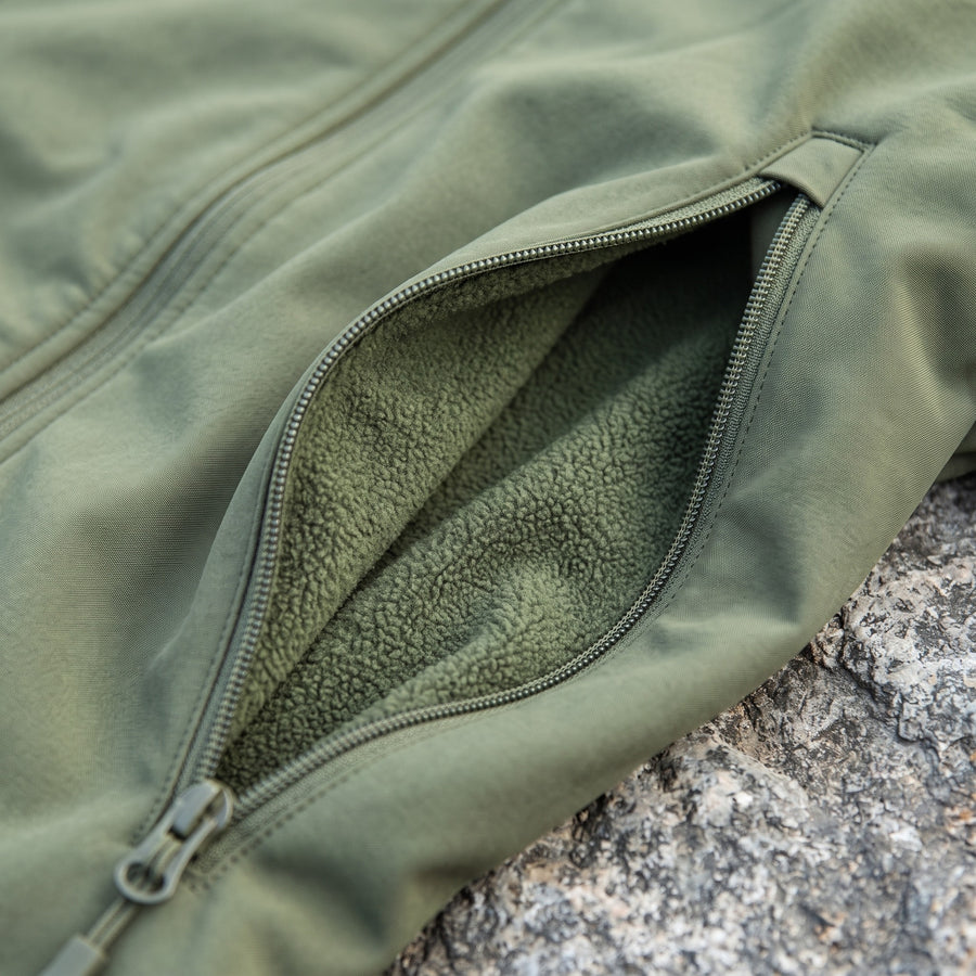 Men's Softshell Jacket Fleece Backed Hooded Zip Pockets Warm, product photo 4