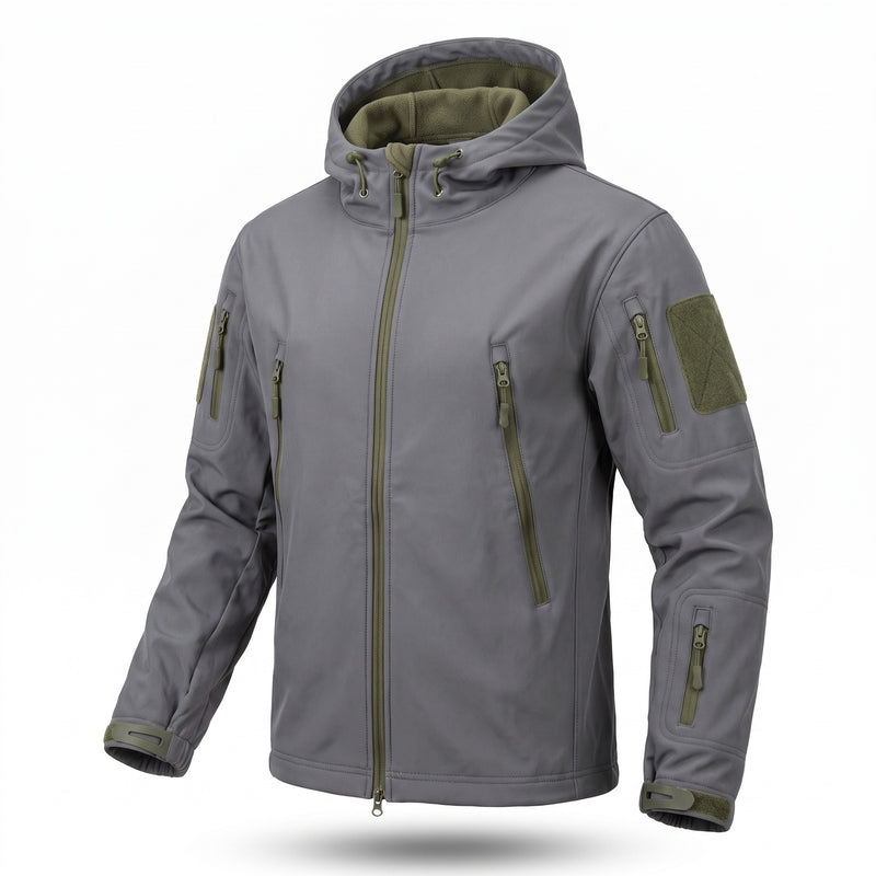 Men's Softshell Jacket Fleece Backed Hooded Zip Pockets Warm, product photo 6