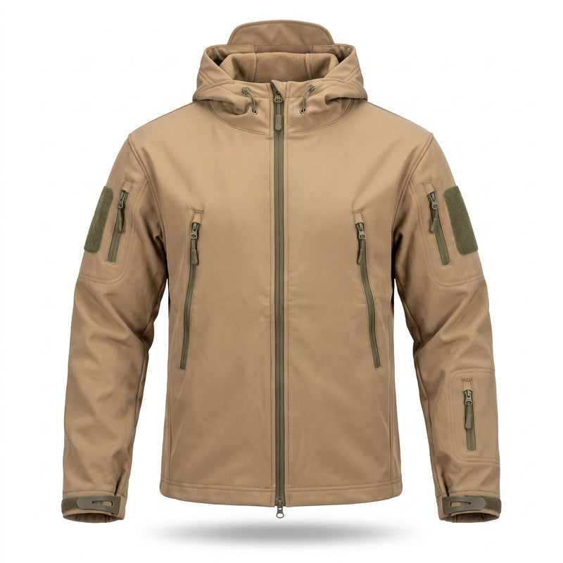 Men's Softshell Jacket Fleece Backed Hooded Zip Pockets Warm, product photo 7