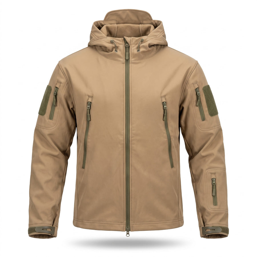 Men's Softshell Jacket Fleece Backed Hooded Zip Pockets Warm, product photo 7