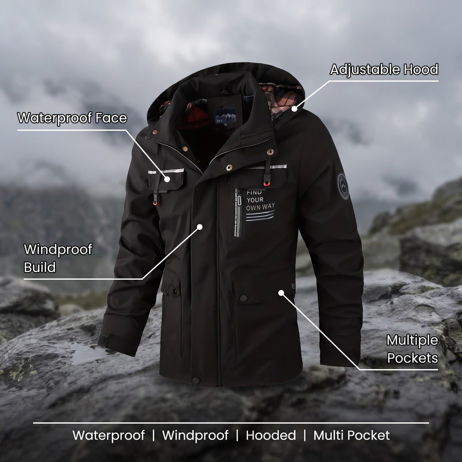 Men’s Softshell Jacket Waterproof Windproof Hooded Multi Pocket, product photo 2