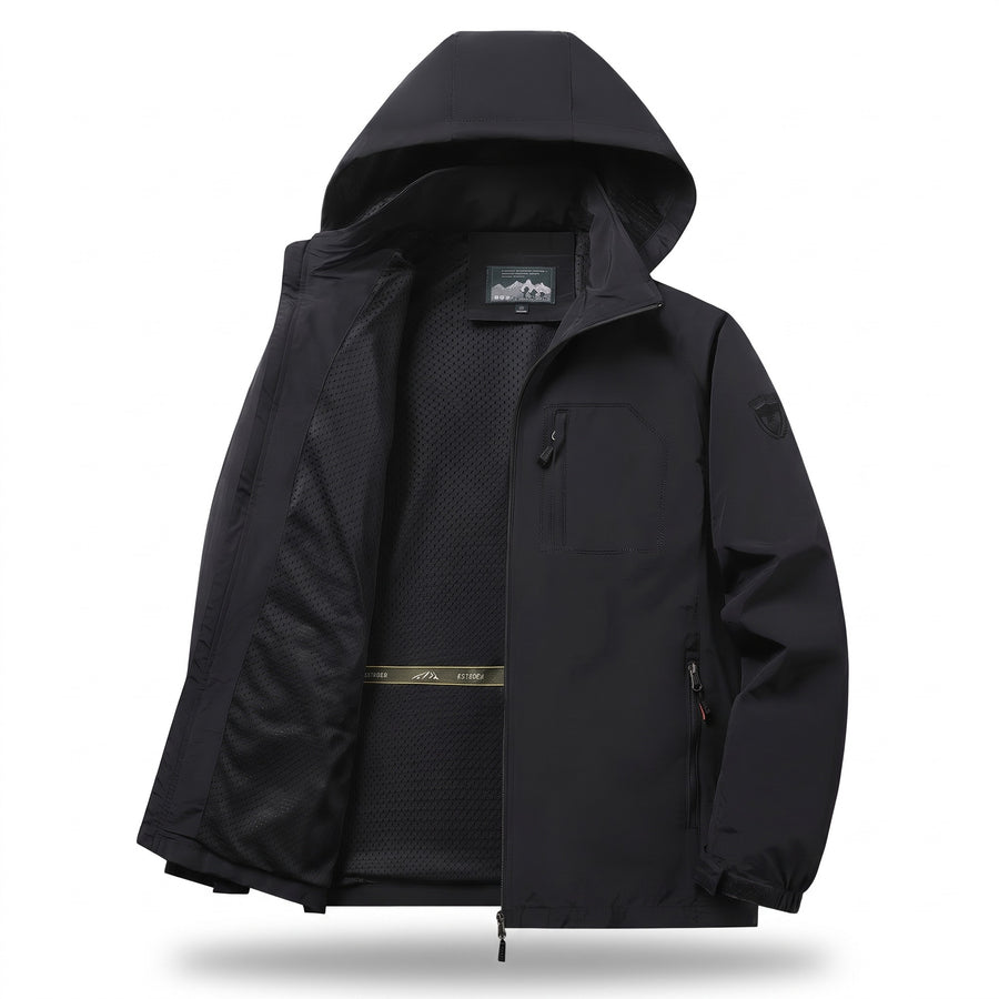 Men's Softshell Jacket Windproof Detachable Hood Zip Front, product photo 1