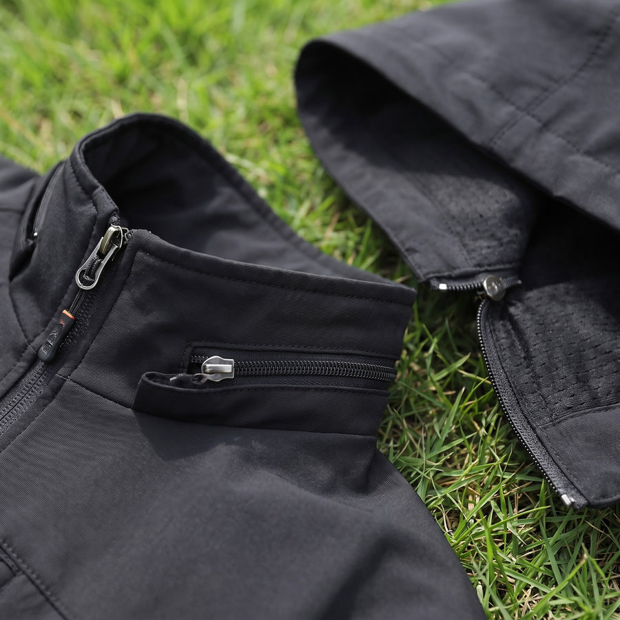 Men's Softshell Jacket Windproof Detachable Hood Zip Front, product photo 4