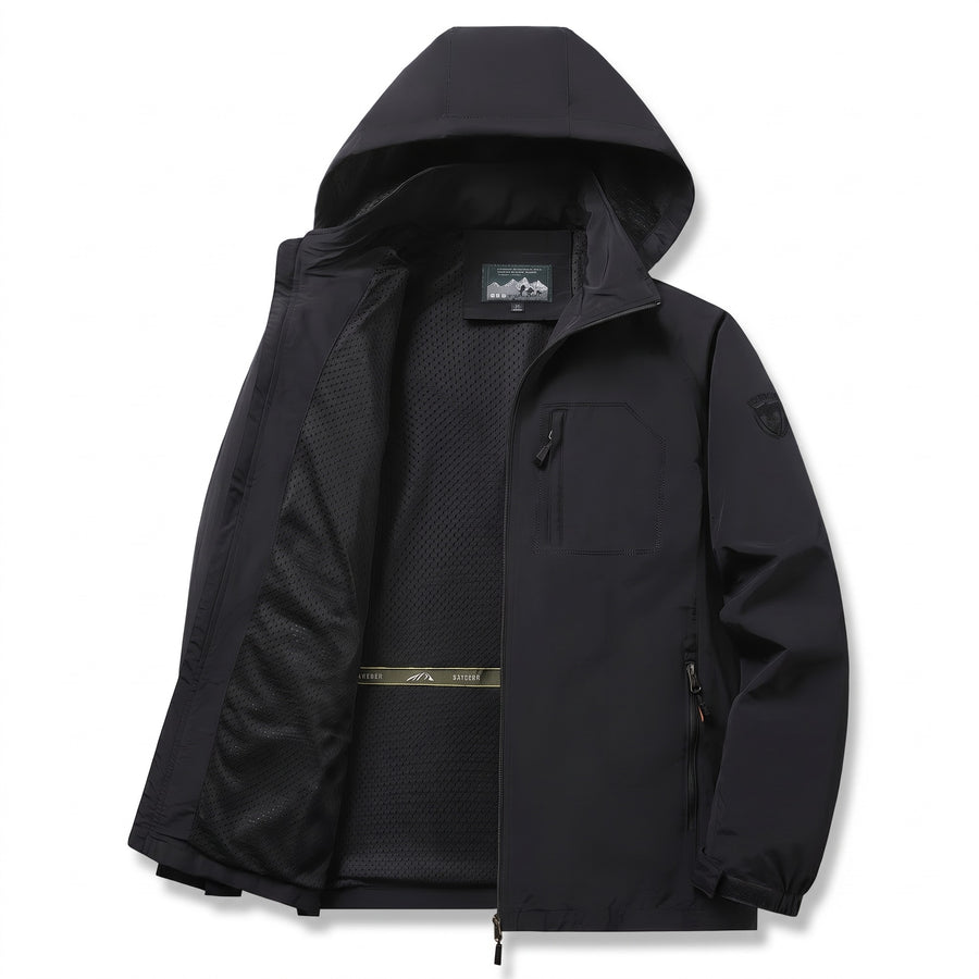 Men's Softshell Jacket Windproof Detachable Hood Zip Front, product photo 6