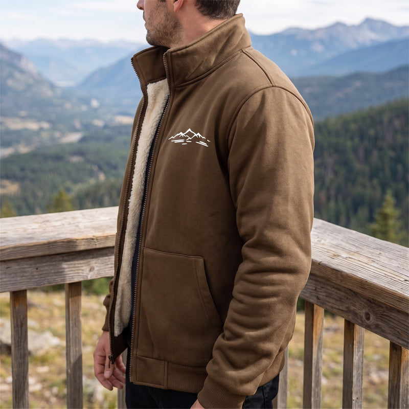 Men's Sport Jacket Stand Collar Full Zip Mountain Graphic, product photo 5