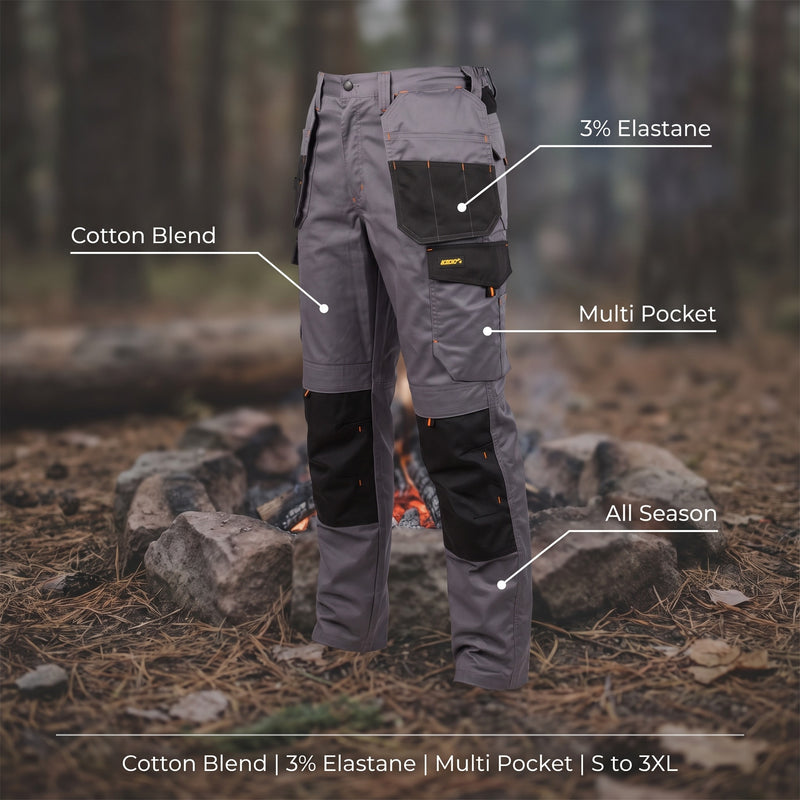 Men's Stretch Cargo Trousers Cotton Blend All Season Pockets, product photo 2