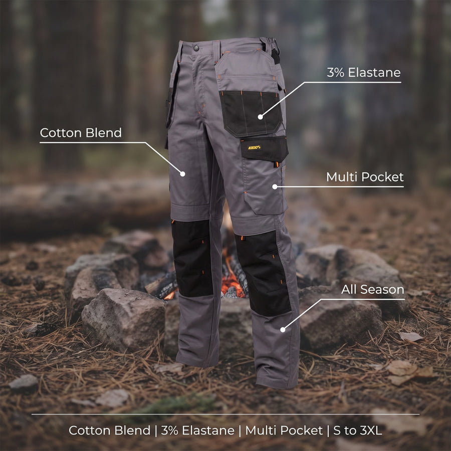 Men's Stretch Cargo Trousers Cotton Blend All Season Pockets, product photo 2