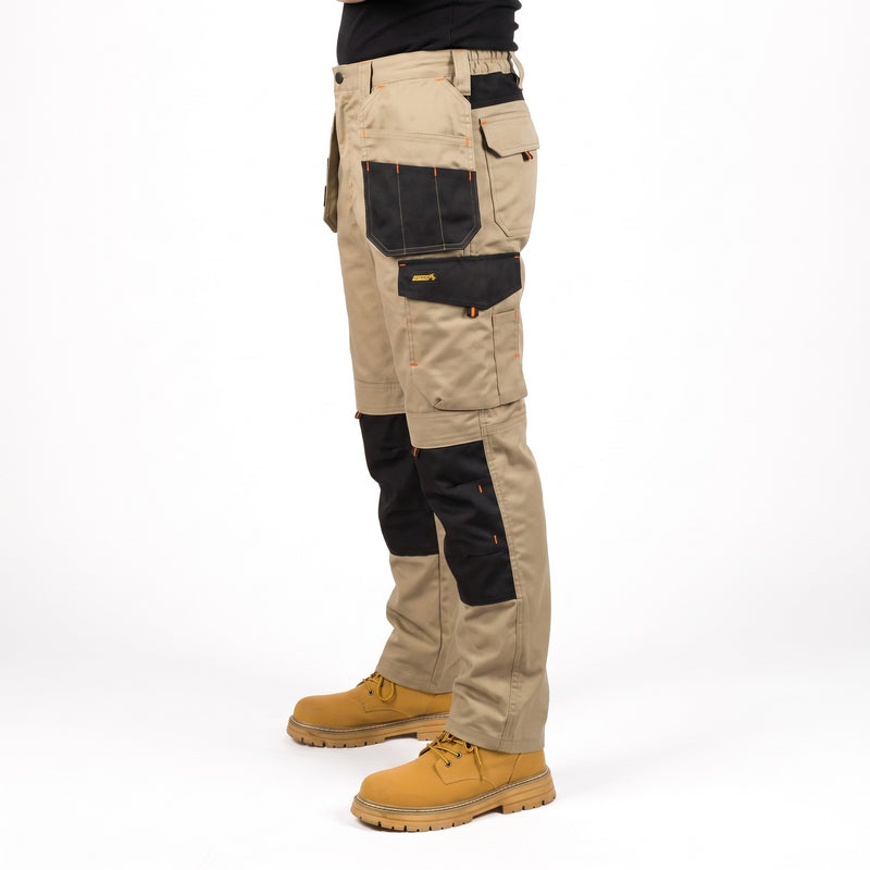 Men's Stretch Cargo Trousers Cotton Blend All Season Pockets, product photo 7