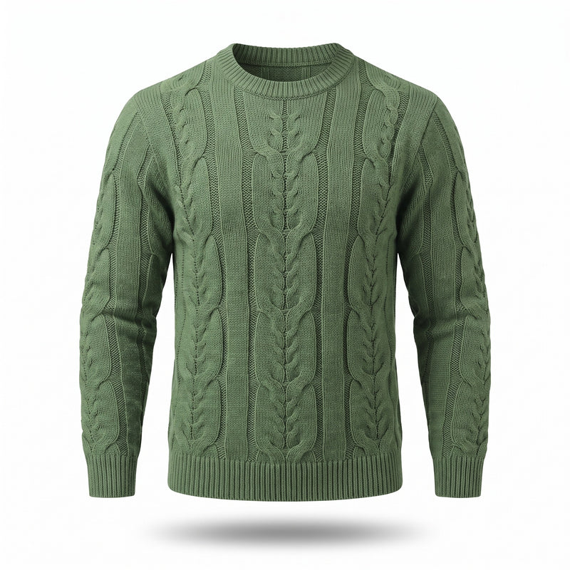 Men's Striped Knit Sweater Crew Neck Ribbed Cuffs Soft Jumper, product photo 8