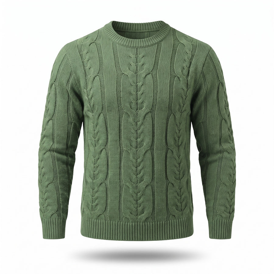Men's Striped Knit Sweater Crew Neck Ribbed Cuffs Soft Jumper, product photo 8