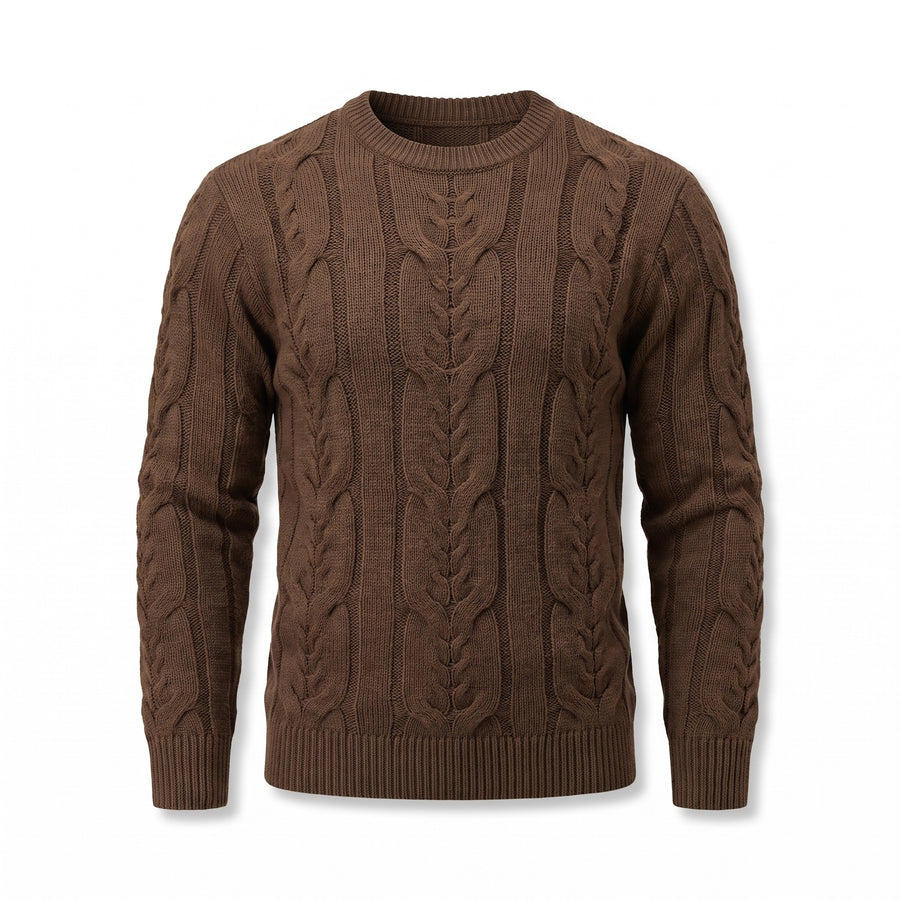 Men's Striped Knit Sweater Crew Neck Ribbed Cuffs Soft Jumper, product photo 10