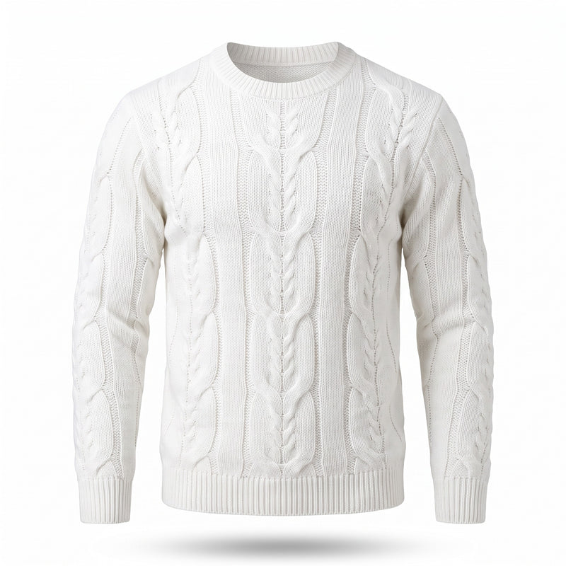 Men's Striped Knit Sweater Crew Neck Ribbed Cuffs Soft Jumper, product photo 11