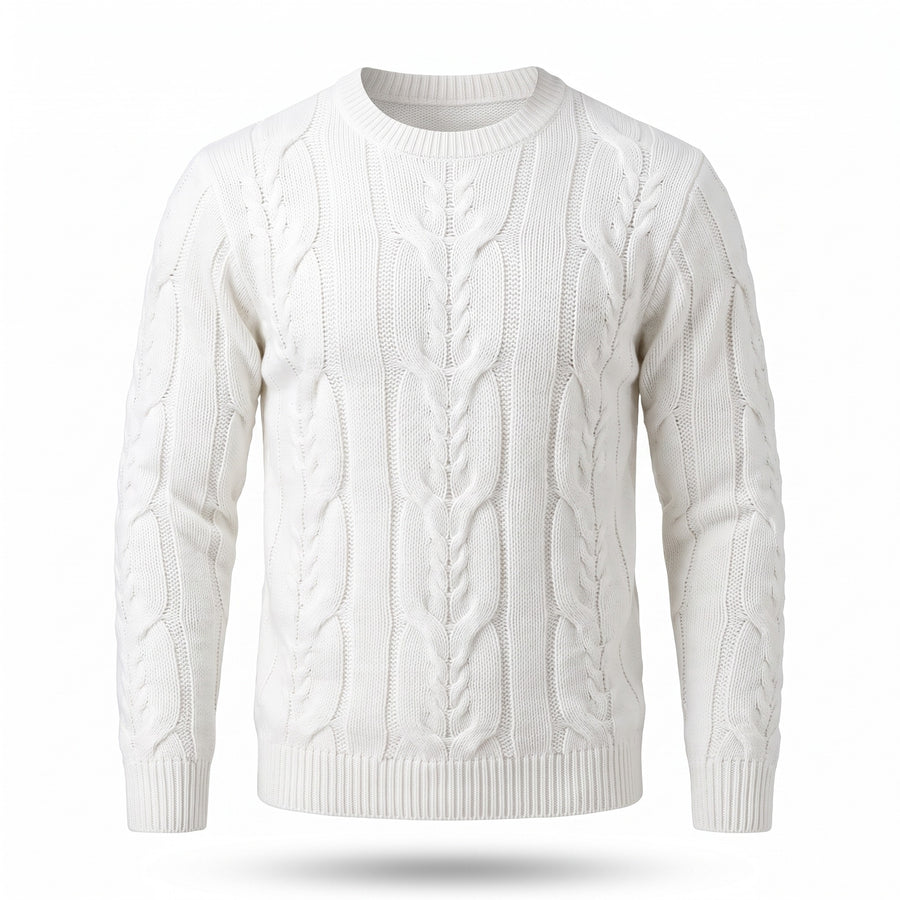 Men's Striped Knit Sweater Crew Neck Ribbed Cuffs Soft Jumper, product photo 11