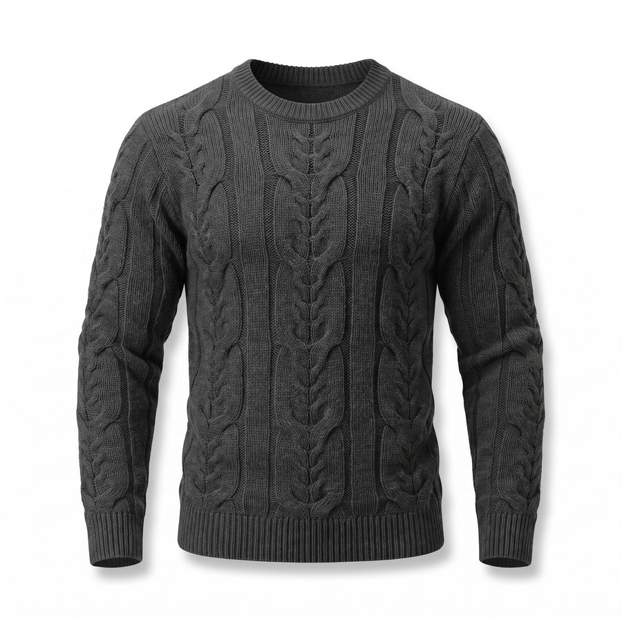 Men's Striped Knit Sweater Crew Neck Ribbed Cuffs Soft Jumper, product photo 14