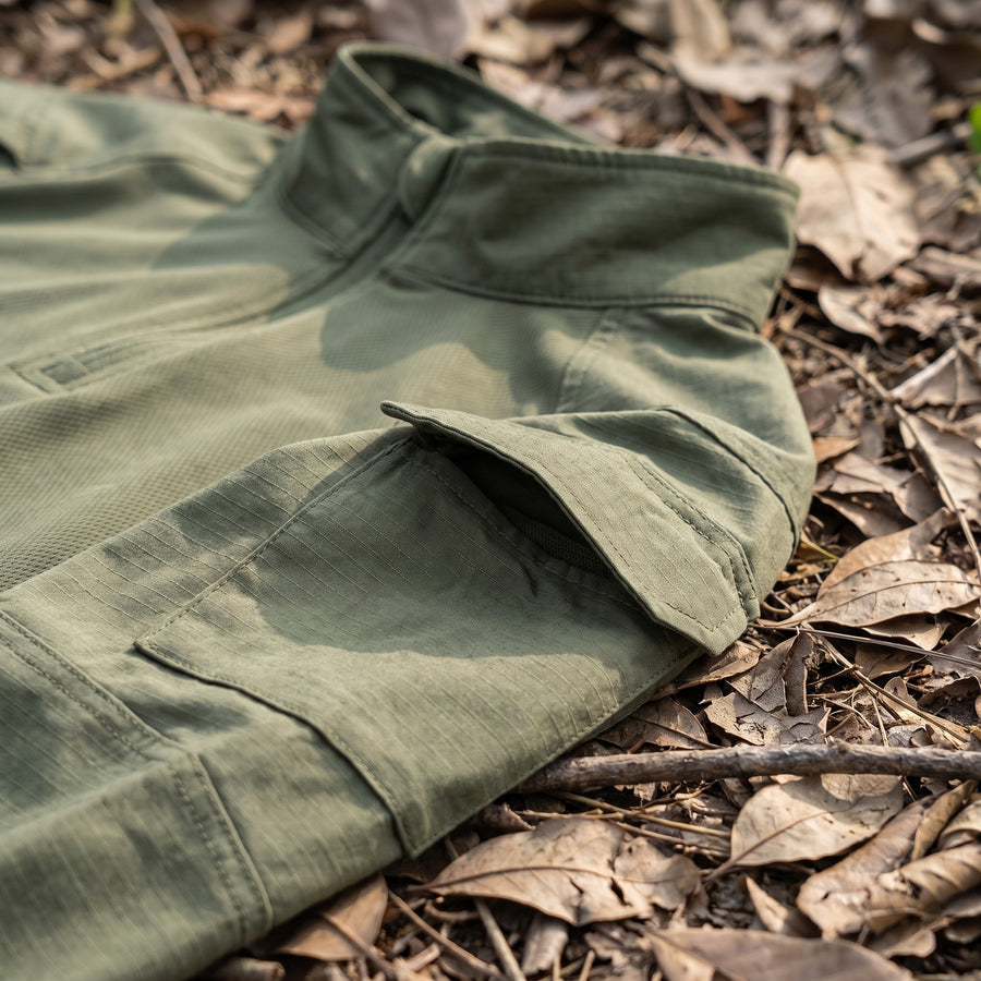 Men's Tactical Camo Shirt Long Sleeve Ripstop Multi Pocket, product photo 4