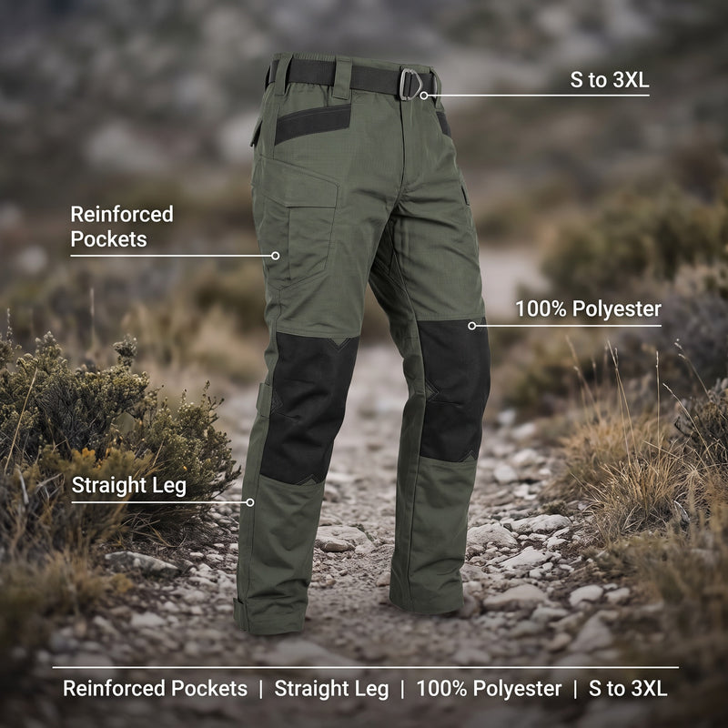 Men's Tactical Cargo Trousers Reinforced Pockets Durable Hiking Pants, product photo 2