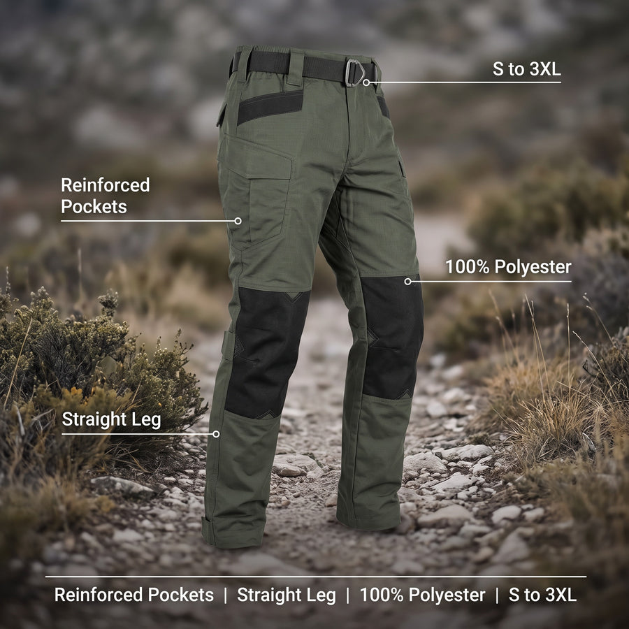 Men's Tactical Cargo Trousers Reinforced Pockets Durable Hiking Pants, product photo 2