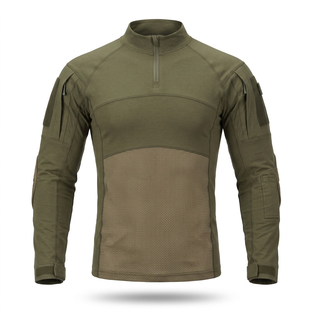 Men's Tactical Combat Shirt Half Zip Mesh Panels Cotton Blend, product photo 1