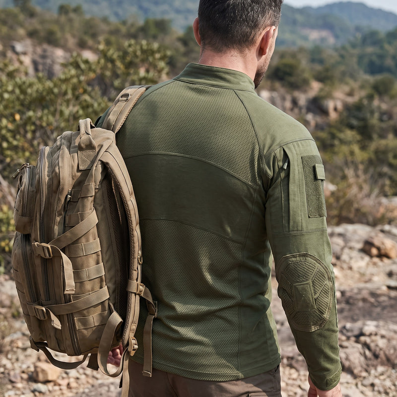 Men's Tactical Combat Shirt Half Zip Mesh Panels Cotton Blend, product photo 5