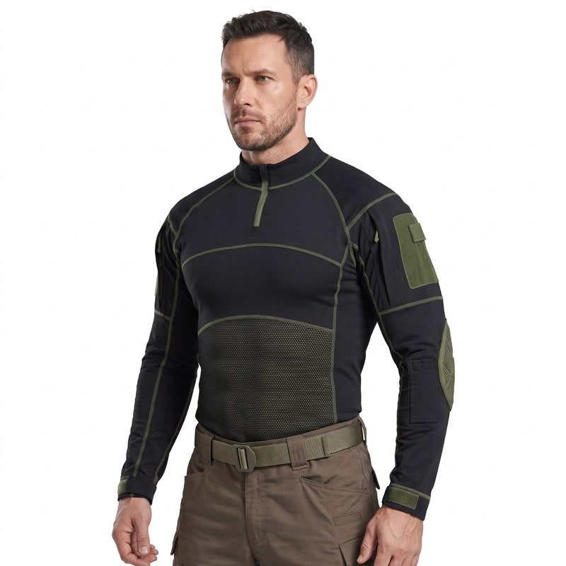 Men's Tactical Combat Shirt Half Zip Mesh Panels Cotton Blend, product photo 8