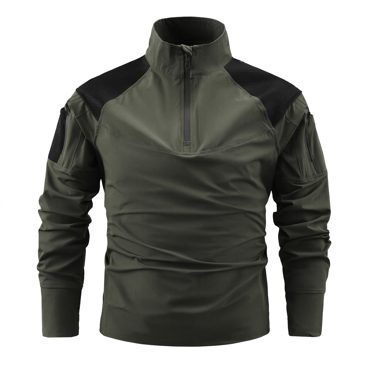 Men's Tactical Long Sleeve Shirt Quick Dry Stand Collar Multi Pocket, product photo 1