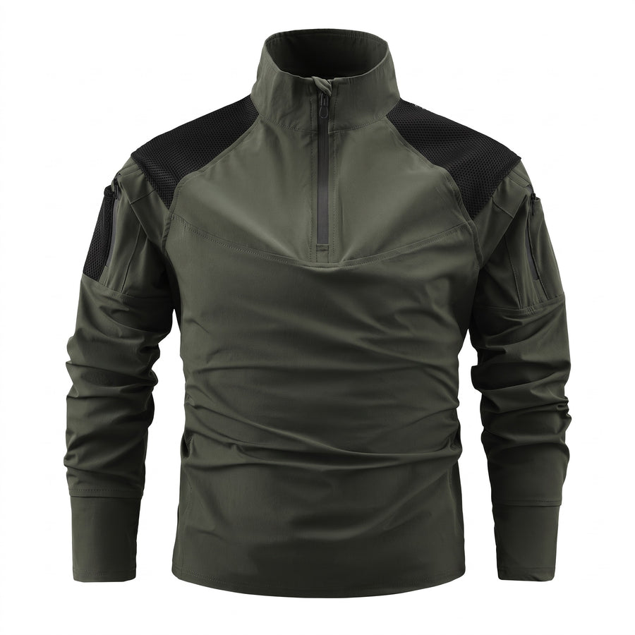 Men's Tactical Long Sleeve Shirt Quick Dry Stand Collar Multi Pocket, product photo 1