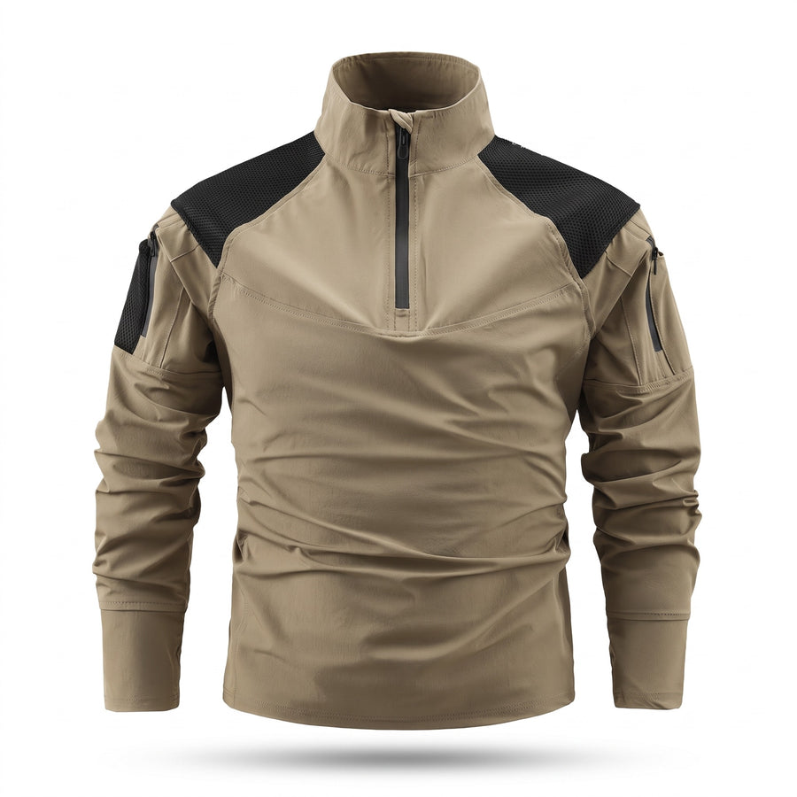 Men's Tactical Long Sleeve Shirt Quick Dry Stand Collar Multi Pocket, product photo 6