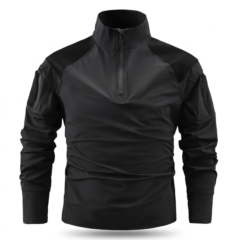 Men's Tactical Long Sleeve Shirt Quick Dry Stand Collar Multi Pocket, product photo 7