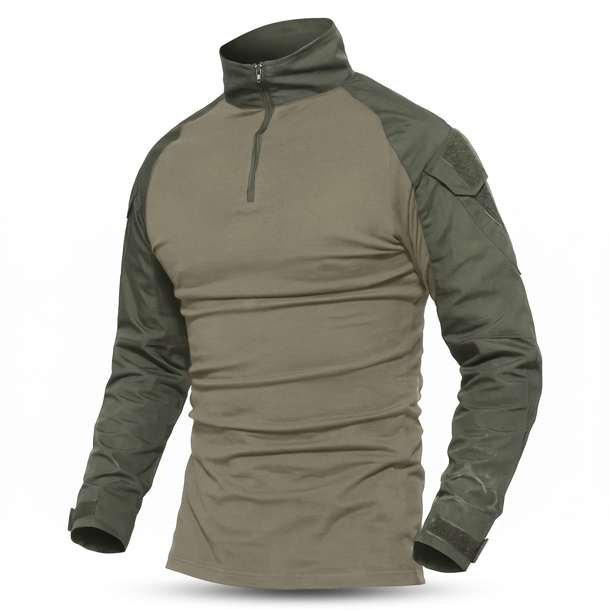 Men's Tactical Long Sleeve Shirt Stand Collar Zip Breathable, product photo 1