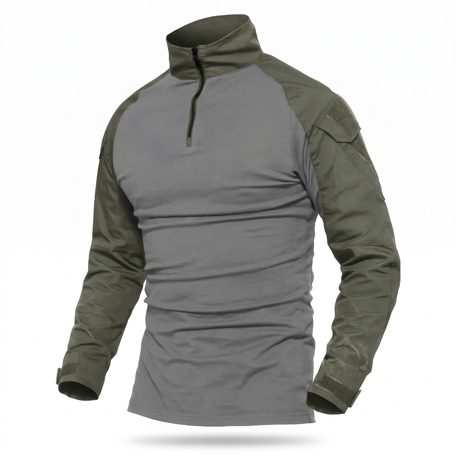 Men's Tactical Long Sleeve Shirt Stand Collar Zip Breathable, product photo 6