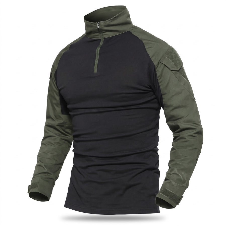 Men's Tactical Long Sleeve Shirt Stand Collar Zip Breathable, product photo 7