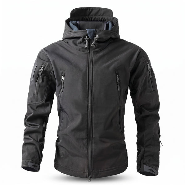 Men's Tactical Softshell Jacket Waterproof Detachable Hood Zip Pockets
