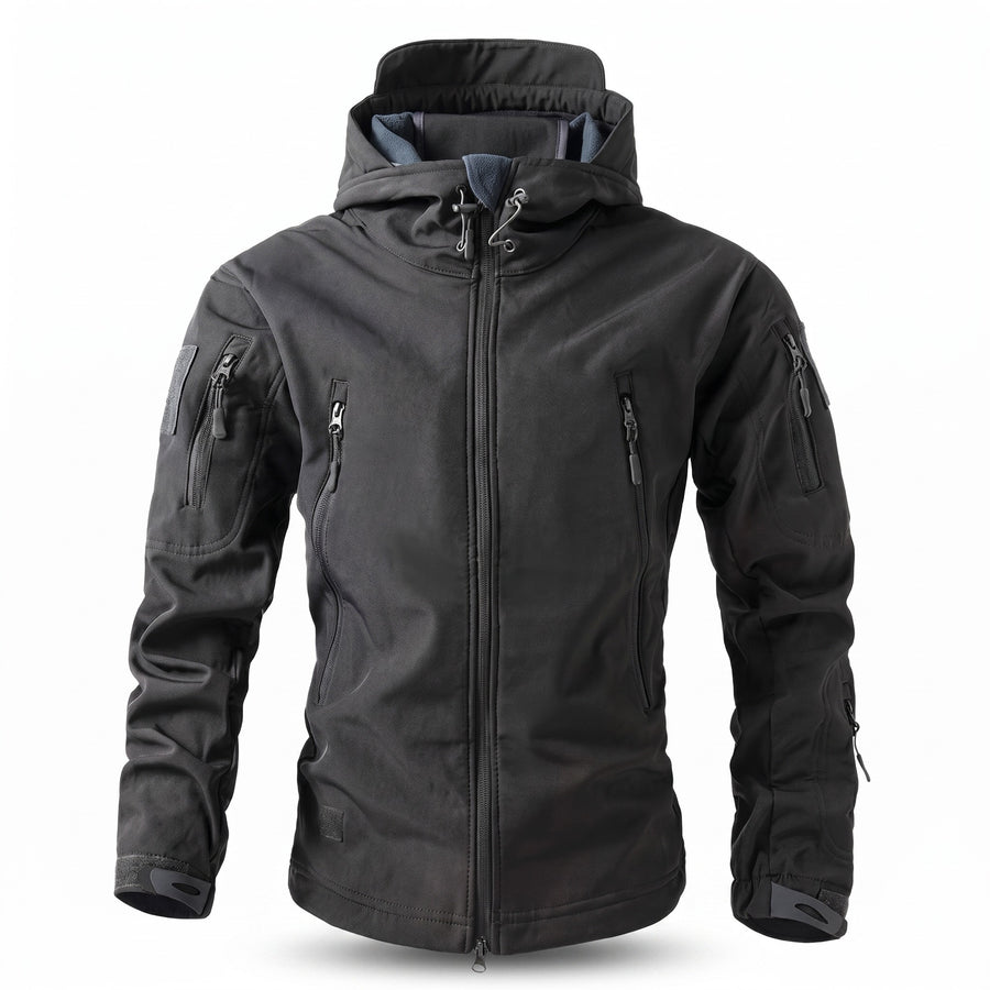 Men's Tactical Softshell Jacket Waterproof Detachable Hood Zip Pockets, product photo 1