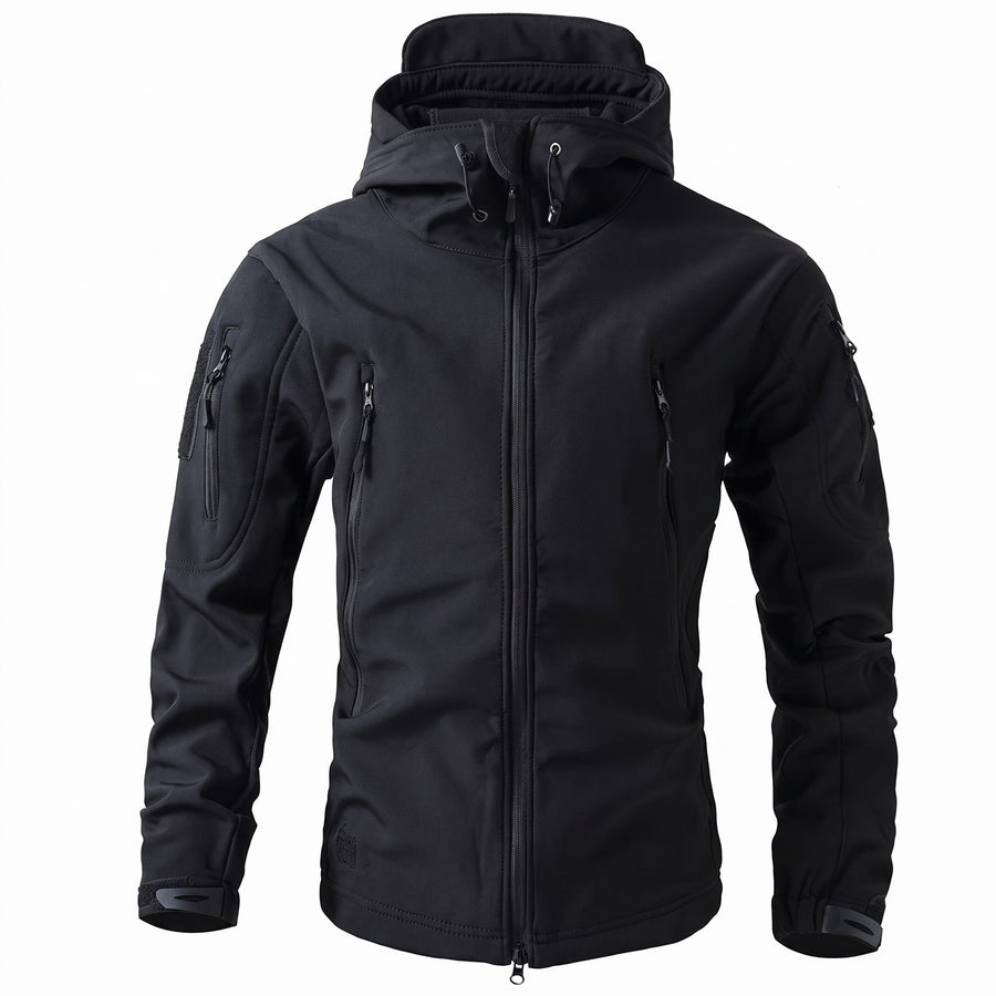 Men's Tactical Softshell Jacket Waterproof Detachable Hood Zip Pockets, product photo 6