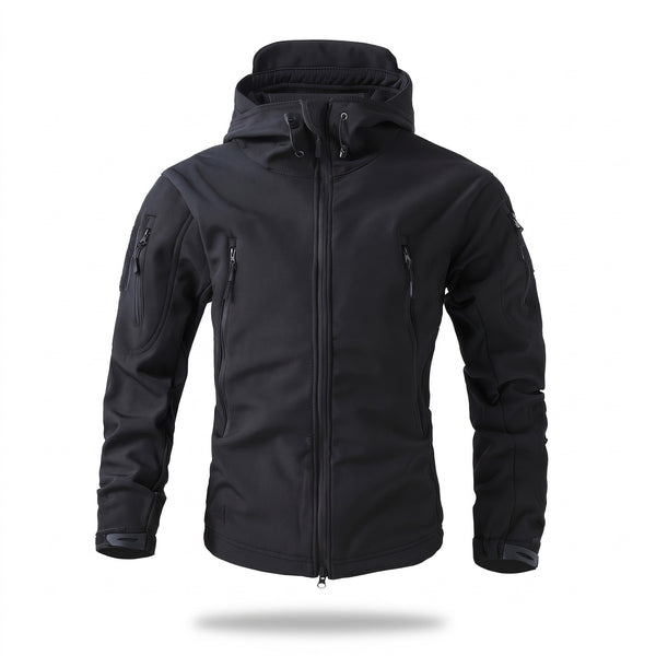 Men's Technical Softshell Jacket Hooded Storm Flap Multi Pocket